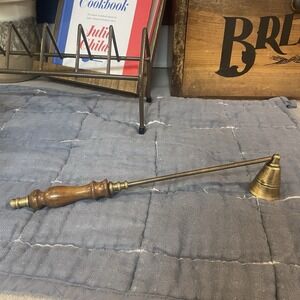 Vintage Brass and Wood Candle Snuffer 11 Primitive Decor